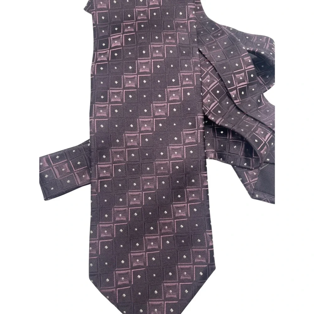 Vintage Brioni‎ Handmade Silk Tie Italy Geometric Deep purple Classic Luxury
